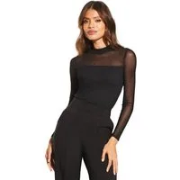 LIPSY Langarmhemd Lipsy hochgeschlossenes Mesh-Top, Regular (1-tlg)