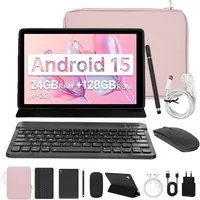 BUFO 10.1 Zoll Android, 4GB/6GB+128GB, 1280x800 HD, incl. Hülle Set Tablet (10", 128 GB, Android 15, Octa core mit Tastatur, Stift, Maus, Hülle, Kopfhörer, WiFi 6 BT 5)