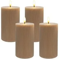 relaxdays LED-Kerze 4er Set 13 cm, Mocha Mousse