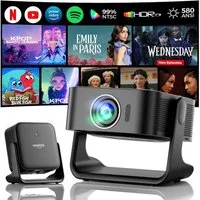 wowlink [Smart TV OS & HDR10+ & 3D Sound] 4K Beamer mit WiFi 6 Beamer (580 lm, 20000:1, 4K px, Bluetooth 5.4, Built-in Smart OS & Apps & Auto Focus & Keystone)