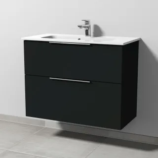 Sanipa 3way Waschtischunterbau zu Duravit ME by Starck Waschtisch mit 2 Auszügen, Vulkan-Matt UP7231V