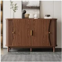 Merax Sideboard mit abgerundeten Kanten, Schrank Buffetschrank Anrichte (1 St), Kommode mit 2 Schiebetüren & Stauraum, 140x40x88cm