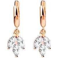LÖB Paar Creolen 750 Roségold vergoldet Creolen Zirkonia Tropfen Anhänger Ohrringe weiß (Geschenke für Frauen Damen Beste Freundin Mutter Mama Ehefrau Oma sie zum Geburtstag Schmuck Sommer, Inkl. Schmuckbox), Ohrhänger Tropfenohrringe Hängend Gold Kl