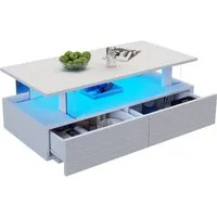 Merax Couchtisch Sofatisch mit 2 Schubladen & Stauraum (1-St., 1 Tisch), Wohnzimmertisch Sofatisch Beistelltisch mit LED-Beleuchtung inkl. APP
