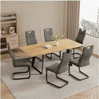 Jiexi Essgruppe Tisch-und Stuhlset, Ausziehbarer Esstisch (130–170 cm) mit 4-6 Stühlen