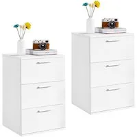 Yaheetech Nachttisch Beistelltisch (2-St), Nachtschrank mit 3 Schubladen, 40 x 35 x 60,5 cm