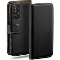 moex Handyhülle für Samsung Galaxy A52 Hülle Klappbar Book Case Schwarz 6,5 Zoll, Klapphülle Kartenfach Flip Cover Handytasche Leder Optik Schutzhülle