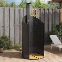 furnicato Gartendusche Poly Rattan Echtholz 100x100x241,5 cm Schwarz (1 St)