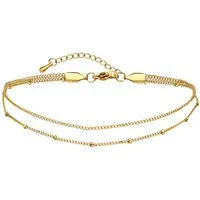 viva-adorno Fußkette Edelstahl Fußkettchen Armkette Damen Armband Damenarmband, Länge verstellbar Doppelkette Gliederkette