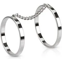 BUNGSA Zehenring Zehenring Kette mit 2 Ringen Silber aus Messing Unisex, Zehring Toering