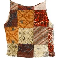 Guru-Shop T-Shirt Boho Patchwork Sommertop, Damentop, ärmellose.. Ethno Style, alternative Bekleidung