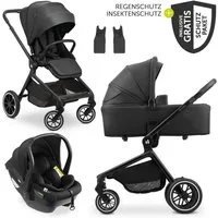 Hauck Kombi-Kinderwagen Move N Care Trio Set - Black, 3in1 Kinderwagen Buggy mit Babywanne, Babyschale, Sportsitz & Zubehör