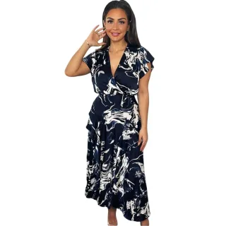 AX Paris - Wickelkleid für Damen, Polyester (Marine)