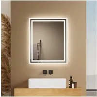 EMKE Badspiegel mit Touch 6500K LED-Beleuchtung eckig, Beschlagfrei, Horizontal&Vertical,in versch. Größen erhältlich