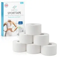 Health Press Bandage Sporttape - 6 Tape Rollen (3,8cm x 10m) (6-tlg), unelastisches Baumwollgewebe