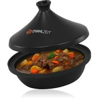 Mahlzeit Dampfgartopf gusseiserne Tagine, Ø 25 cm, Tajine Topf mit Deckel für Induktion, Gusseisen