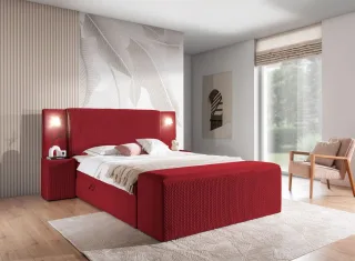 Boxspringbett Bett MARTEN 180x200cm Set.3 in Stoff Magic Velvet Rot