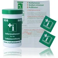 acavi Erste-Hilfe-Set Notfalldose SOS mit individual Notfall-Infoblatt und 2 Aufklebern, (Komplett-Set, 1 St), Lebensrettende Informationen griffbereit aufbewahren