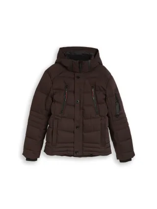 Tom Tailor - Puffer-Jacke mit abnehmbarer Kapuze Dark Chocolate Brown - Gr. - XXL