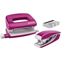 LEITZ Lochstanzer 5561 Set Mini Locher Heftgerät NeXXt WOW - pink metallic