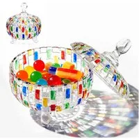 Fine Life Pro Vorratsglas Bunte Mosaik-Glasdose mit Deckel – 28 Unzen, Farbenfrohes Aufbewahrungsgefäß für Süßigkeiten, Snacks & mehr