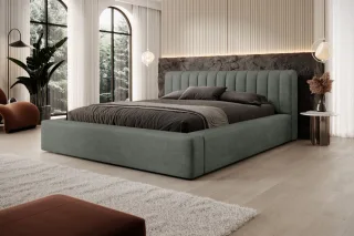 Polsterbett Doppelbett PEORIA Komplettset 160x200cm in Stoff Macau Forest