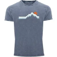 Neverless Print-Shirt Herren Vintage-Shirt Berg Wandern Natur Outdoor Printshirt T-Shirt mit Print
