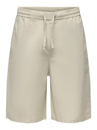 ONLY&SONS - ONSDAVES WIDE COT LIN 0007 SHORTS Silver Lining - Gr. - XXL