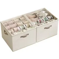 SONGMICS Aufbewahrungsbox Schuh-Organizer aus Stoff, für bis zu 16 Paar Schuhe, stapelbar, Deckel transparent, 2er Set