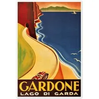 Posterlounge Wandbild Italien - Gardone (Lago di Garda), Vintage Travel Collection, erhältlich als Poster, Leinwandbild, Wandsticker oder Acrylglasbild