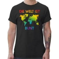 Shirtracer T-Shirt Die Welt ist bunt – Regenbogen Farben LGBT Kleidung