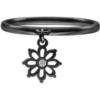 Wildcat Fingerring Dangling Flower Ring - Schwarz, Chirurgenstahl 316L - wasserfest, langlebig, hautverträglich
