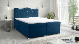 Boxspringbett Schlafzimmerbett SULTAN New in Stoff Velvet X Dunkelblau 160x200cm