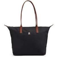 Tommy Hilfiger Tragetasche POPETTE TOTE, Damen Handtasche, Schultertasche mit kontrastfarbigen Henkeln