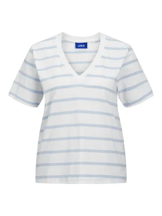 JJXX - JXANNIE REG VNECK STRIPE SS TEE JRS SN bright white - Gr. - M