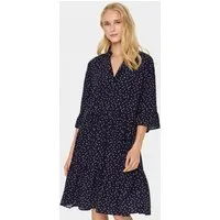 Saint Tropez Blusenkleid EdaSZ Dress Sommerkleid, Tunikakleid mit Volant und 3/4 Ärmel
