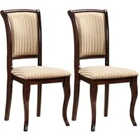 Feldmann-Wohnen Esszimmerstuhl Olivia (2 St), 2er Set Nussbaum dunkel / beige