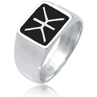 Kuzzoi Siegelring Herren Siegelring Emaille Logo Basic 925 Silber