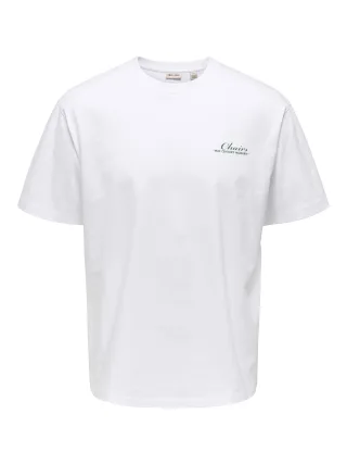 ONLY&SONS - ONSFRED LIFE MID CENTURY RLX SS TEE Bright White - Gr. - M