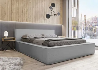 Polsterbett Doppelbett OMAHA 180x200cm in Stoff Now or Never Grau