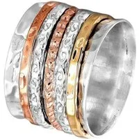 Taffstyle Fingerring Spinner Ring Edelstahl Anti Stress Meditationsring Wasserfest Boho (Drehbarer Fidget Ring im Boho Stil wasserfest und hautfreundlich), Pinke Fingerring mit edlem Glanzeffekt