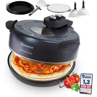 Sommertal Pizzaofen Sommertal PizzaProfi XXL Pizzaofen, 39cm Pizzastein, mit Pfanneneinsatz, 2x Pizzaschieber, Pizzaschneider, Steinplatte