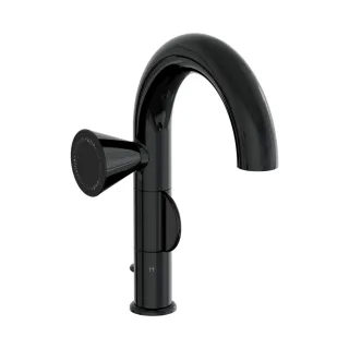 VitrA Liquid Einhebel-Waschtischmischer mit Ablaufgarnitur Schwarz Hochglanz,A4278639 A4278639