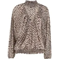 CLOUD 5IVE Klassische Bluse CLOUD 5IVE Cloud5ive Smocked Chiffon Blouse AOP Zebra
