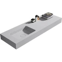 Bernstein Waschtisch BA8014 141cm Weiß matt, Wandwaschbecken 141cm Weiß matt mit Ablagefläche