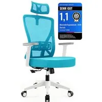 Durrafy Bürostuhl 200kg Ergonomischer Bürostuhl-Verstellbare Lordosenstütze (200 kg extra hohe Belastbarkeit) Verstellbare Lendenwirbelstutze + Kopfstutze + hohenverstelbare Armlehnen),bis zu 130° neigbar, atmungsaktives Netzgewebe, Drehstuhl