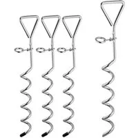 relaxdays Zelthering Spiralhering Stahl 4er Set