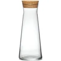van Well Karaffe Glas-Karaffe mit Korkdeckel "Eco", 1,0 Liter, (1-tlg), ideal für Wasser, Saft oder Limonade