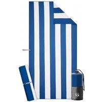 Blumtal Reisehandtuch Strandhandtuch 90x180 cm aus Mikrofaser - kompakt & schnelltrocknend, sandfrei mit Band - Mikrofaser Handtuch groß mit Wellen-Muster
