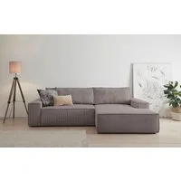 OTTO home Ecksofa SHERWOOD L-Form, 267 cm - OTTO. Verlässliche Qualität., Schlaffunktion mit Bettkasten (210x136 cm), Cord, Vintage, Samtvelours